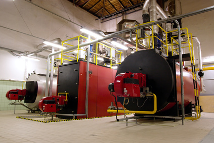 Gas boilers in gas boiler room for steam production